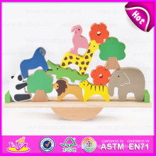 Educational Funny Wooden Balance Toy for Kids, Wooden Animals Balance Blocks Toy for Children W11f052